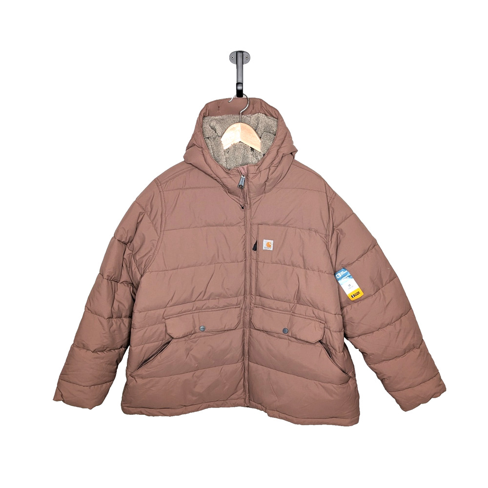 Carhartt Montana Puffer Jacket Womens 3X Hood Sherpa Lined Rain Defender Nutmeg